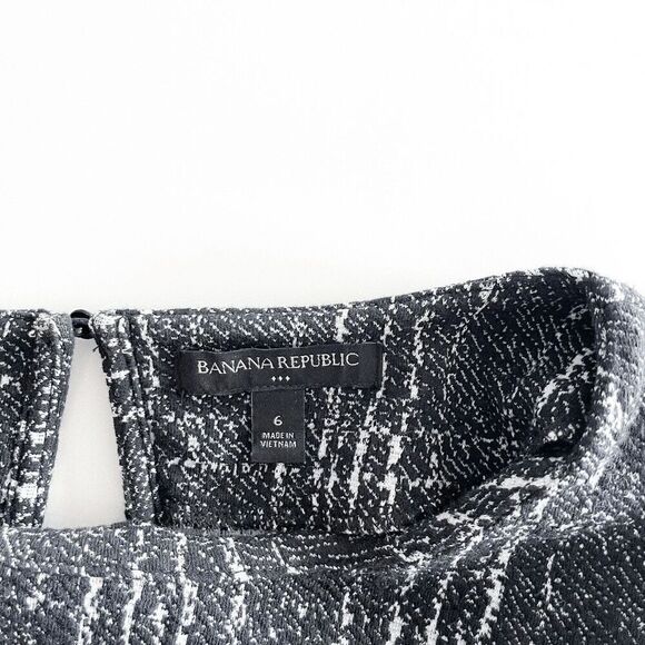 Banana Republic Womens Plaid Shift Dress Bell Sleeves Black White 6 - Picture 3 of 6